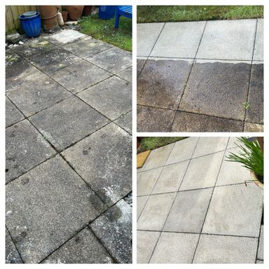 patio during cleaning