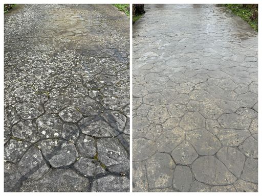 comparison driveway before and after cleaning
