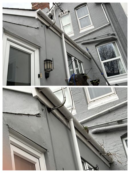 comparison between gutter with plants and without