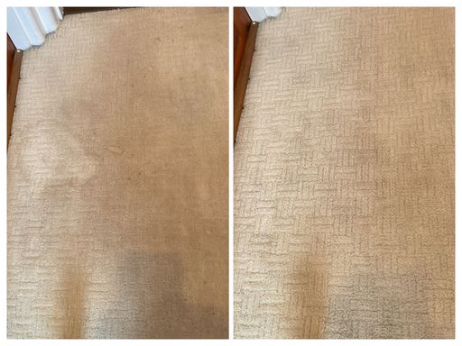 Before and after cleaning landing carpet