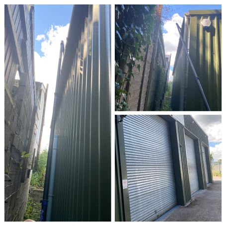 Commercial unit having gutter cleared