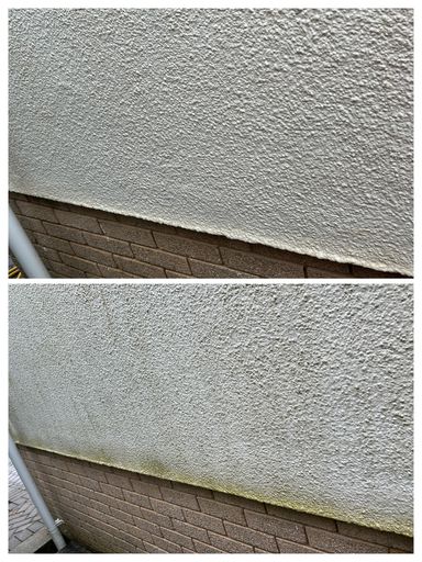 comparison of white wall before and after cleaning