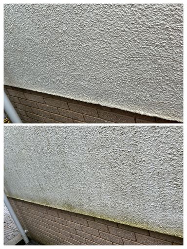 comparison of white wall before and after cleaning