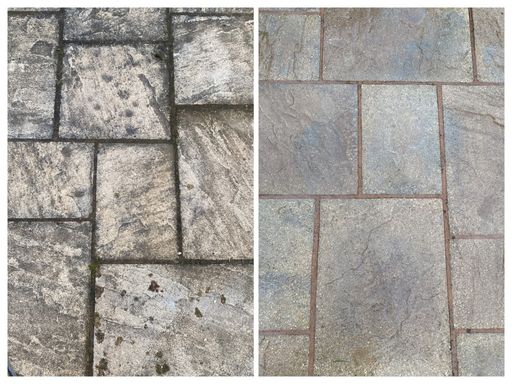 flagstone patio before and after cleaning