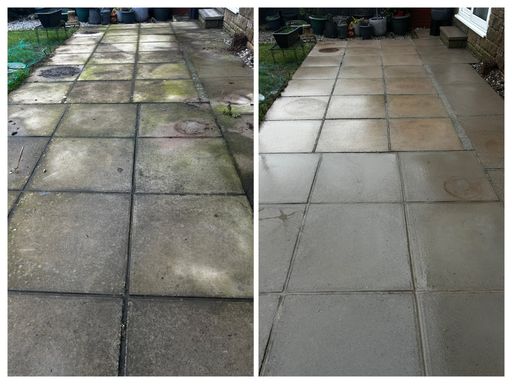patio before and after cleaning