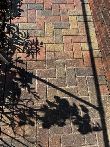 blocked paving path half cleaned