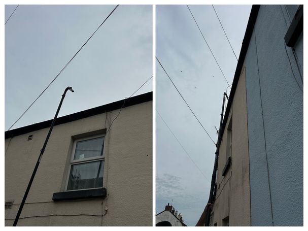 pole window gutter sky