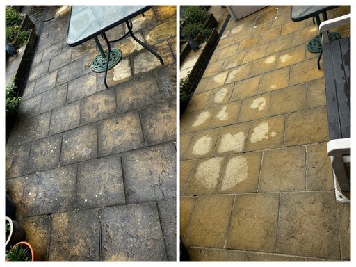 patio before and after cleaning