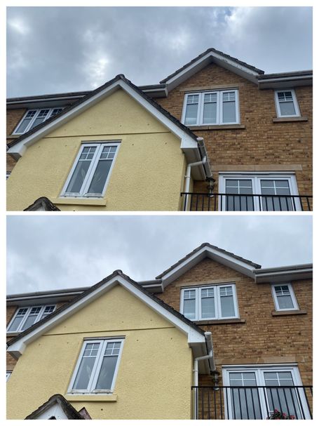 windows and gutter on front of house comparison