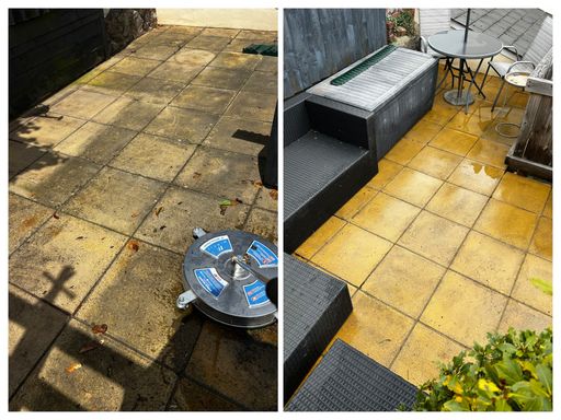 patio before and after cleaning
