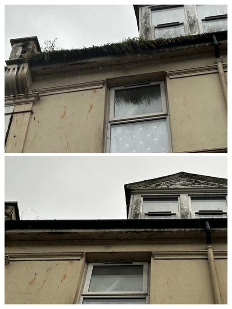 window, gutter before and after clearing