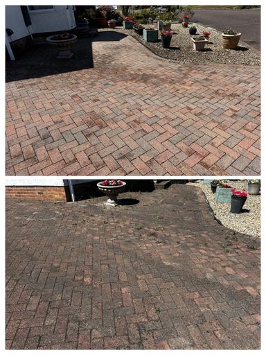 before and after driveway cleaning