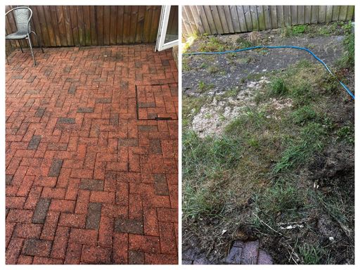 patio before and after cleaning