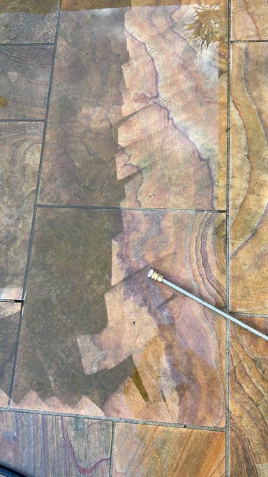 patio during cleaning