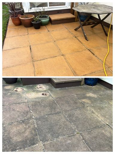 patio before and after cleaning