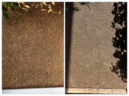 Resin patio before and after cleaning