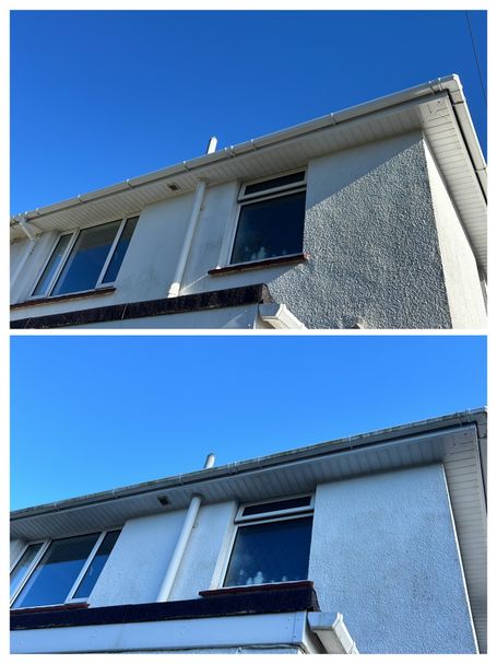 comparison of gutter over windows on house