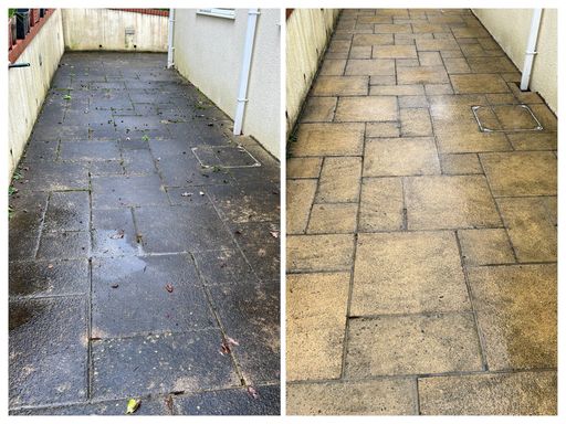 comparison paving slab patio