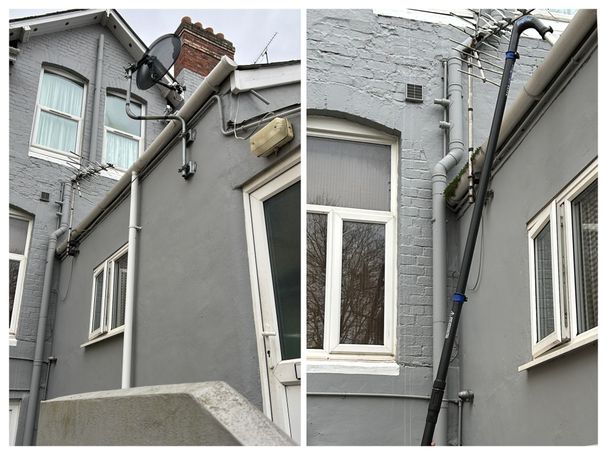 comparison between gutter with plant and without