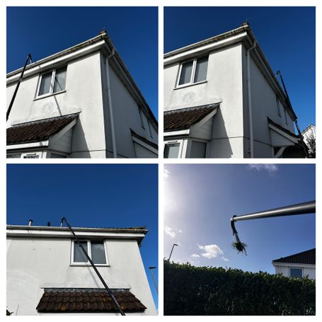 collage of house pole and gutter cleaning