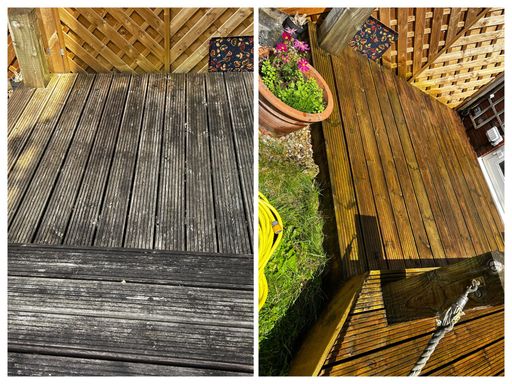 decking before and after washing